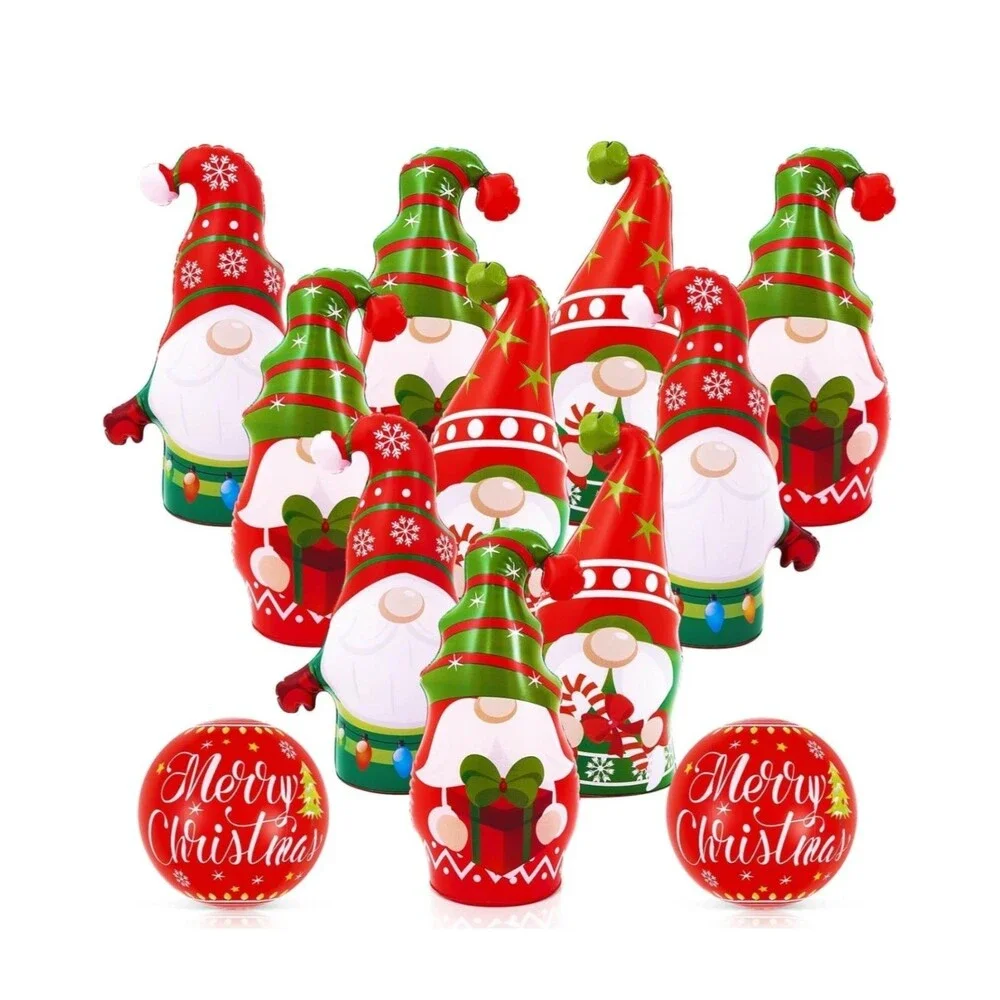 Giant Inflatable Christmas Bowling Gnomes Indoor/Outdoor Set Holiday - Picture 4 of 4